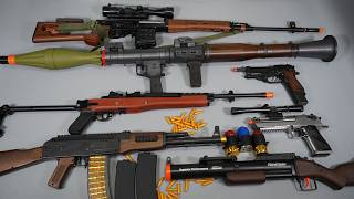 Shell ejecting AK47 and M14 Toy Gun RPG7 Airsoft Nerf Gun - POV Reload Realistic Toy Guns Collection