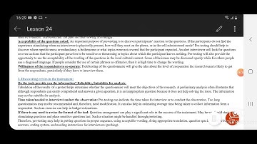 STA630 Research Method || Lecture # 24 || Pilot Testing of the Questionnaire