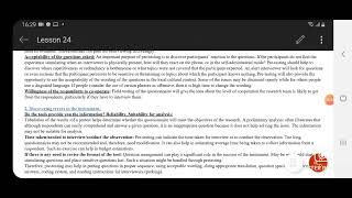 STA630 Research Method || Lecture # 24 || Pilot Testing of the Questionnaire