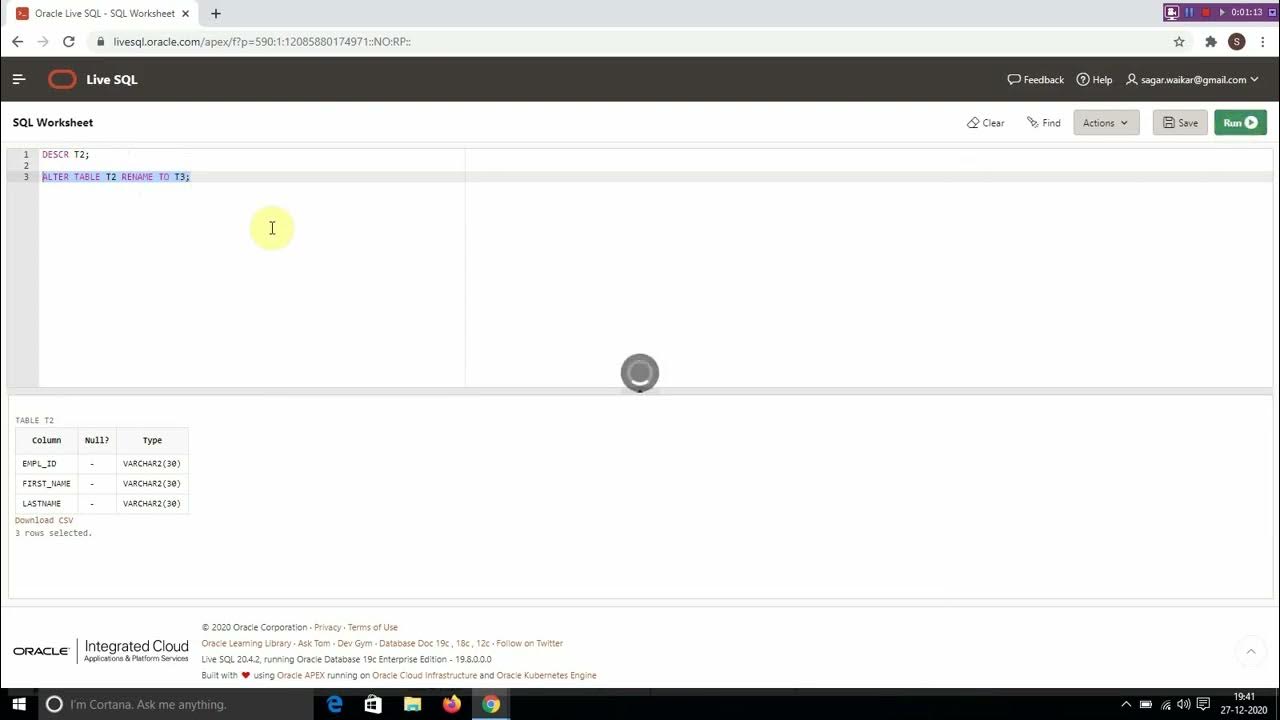 How to rename table in Oracle? - YouTube