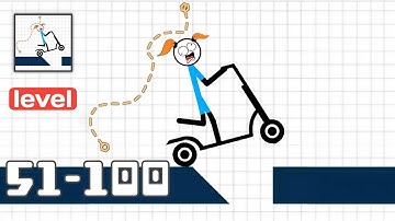 Draw Bridge: Scooter Go - Gameplay Walkthrough Levels 51-100 - Funny Stickman Brain Puzzle Game