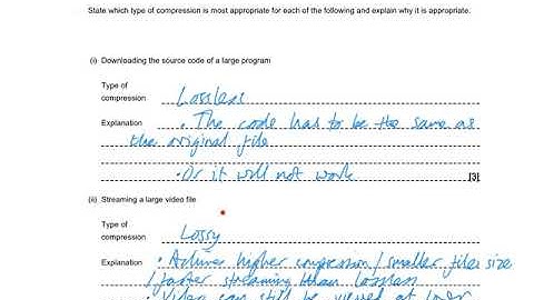 Compression lossy vs lossless GCSE Computer Science exam question