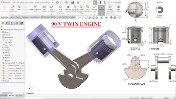 90 Degree V TWIN Engine in SolidWorks