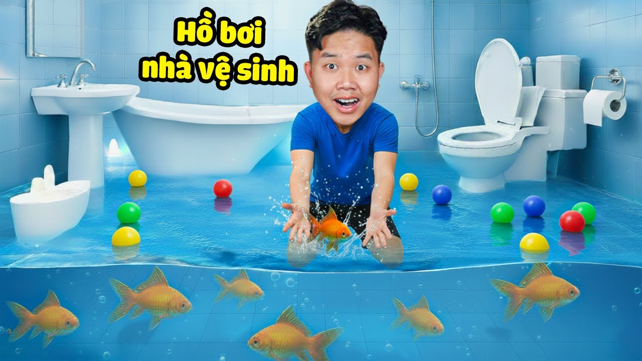 bqThanh Vlog Biến Nhà Vệ Sinh Thành Bể Bơi Hồ Cá Để Tắm Nghịch Nước