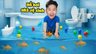bqThanh Vlog Biến Nhà Vệ Sinh Thành Bể Bơi Hồ Cá Để Tắm Nghịch Nước screenshot 4