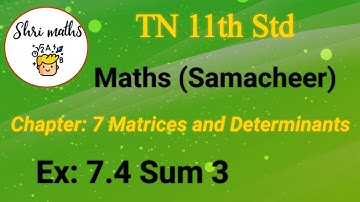 TN 11th Std (Samacheer) Maths Chapter: 7 Matrices and Determinants Ex: 7.4 Sum 3