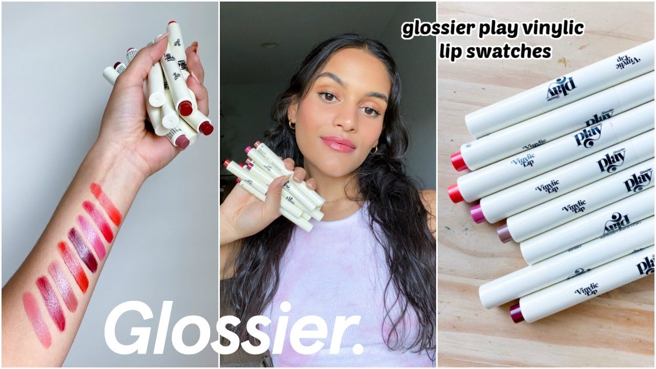 glossier play vinylic lip swatches + new shades first impressions!!