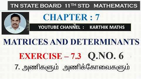 EXERCISE 7.3  Q.NO.6   APPLICATION OF  FACTOR THEOREM | 11TH MATHS TN | CHAPTER 7| MATRICES & DET