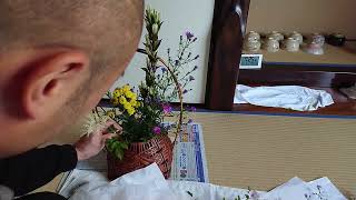 茶会の準備　「茶花」　文化の日（明治天皇誕生日）2021-1103　茶道の参考　Japanese teaceremony