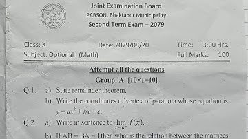 Latest Opt.Math PABSON Question for SEE from 2nd Term Exam 2079