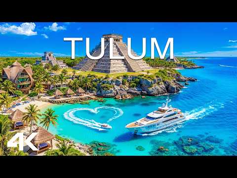 Tulum Mexico 4K Drone Footage 🇲🇽 White Sand Beaches, Turquoise Caribbean Waters & Tropical Paradise