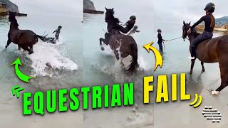 Girl Falls off Horse into Water