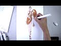 REAL-TIME Fashion illustration figure sketching colouring with markers Iris Van Herpen COUTURE FW22