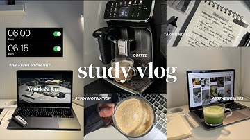 Study vlog | 6AM wake up, studying, taking notes, productive day, matcha