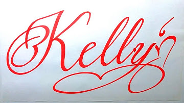 Kelly Name Signature Calligraphy Status | How to Cursive write with cut Marker #kelly @kelly