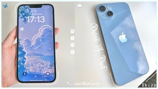 iPhone 14 Plus Unboxing  || blue 128gb + setup + aesthetic unboxing ✨ #iphone14plus #iphone14