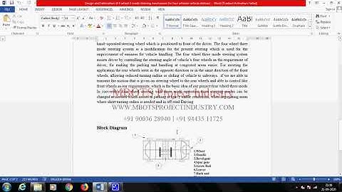 Design and fabrication of 4 wheel 3 mode steering mechanism Mechanicalproject-MBOTS PROJECT INDUSTRY