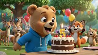 🎂 Happy 5th Birthday to Benny! 🐻 Blue hoodie, orange shorts, white sneakers