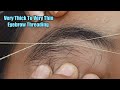 very thick to very thin eyebrow threading tutorial/big eyebrow threadin/first time eyebrow threading