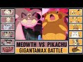 GMAX MEOWTH vs GMAX PIKACHU | Gigantamax Pokémon Battle