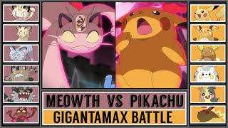 GMAX MEOWTH vs GMAX PIKACHU | Gigantamax Pokémon Battle