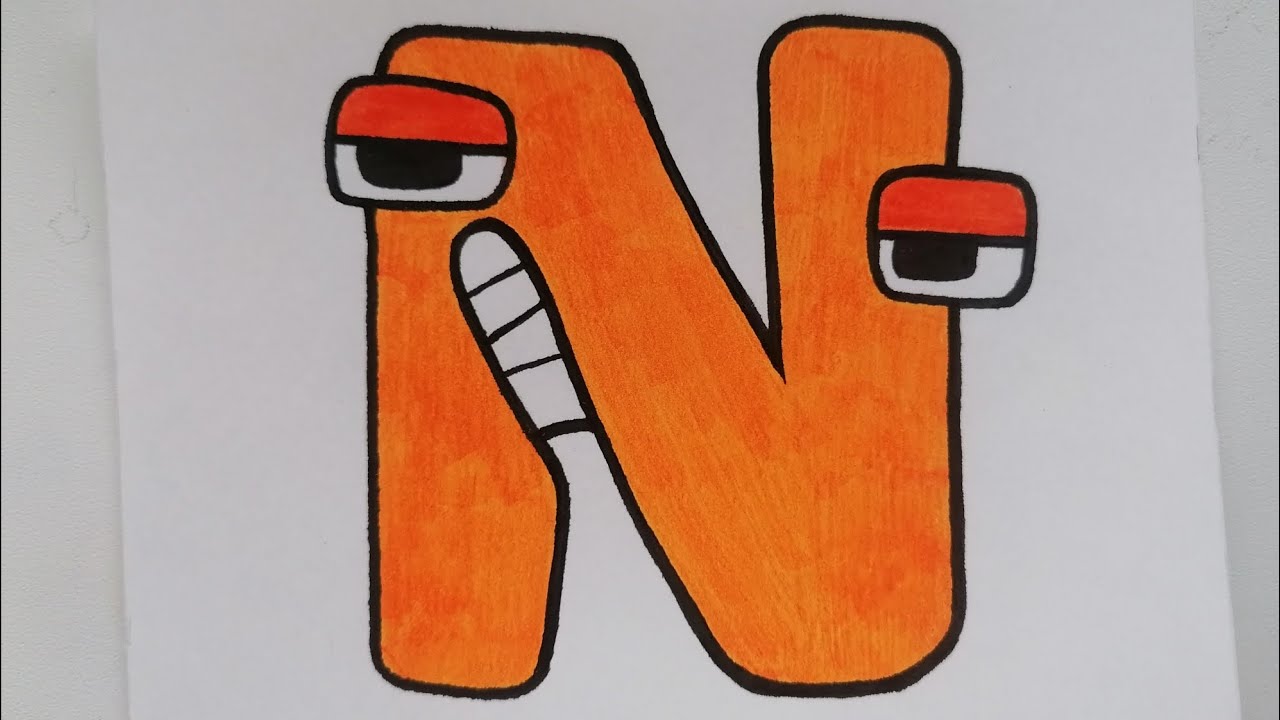 how to draw alphabet lore N, easy YouTube