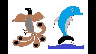 Coloring Pages for Kids Shapes Worksheets for Preschool Painting Eagle and Dolphin Shape