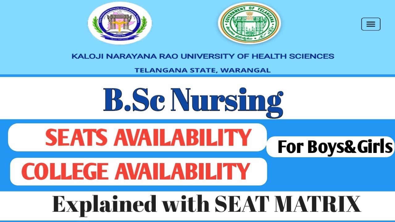 KNRUHS B.Sc Nursing Seats Details with seat matrix Students must