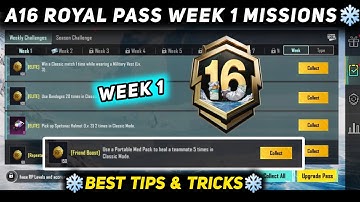 A16 WEEK 1 MISSION | PUBG WEEK 1 MISSION EXPLAINED | A16 ROYAL PASS WEEK 1 MISSION | C9S27 WEEK 1