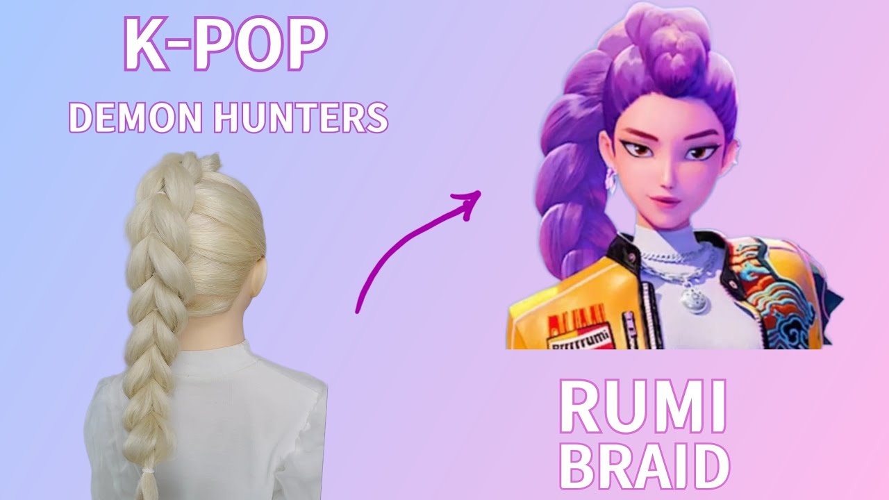 Rumi K-Pop Demon Hunters Braid Tutorial for BEGINNERS [케이팝데몬헌터스 ...