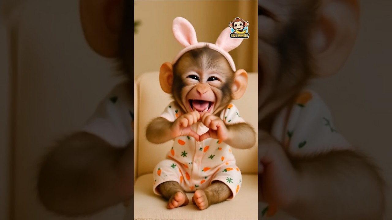 Baby Monkey Laughing Cheerfully, So Cute ❤😍 