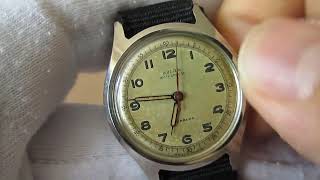 Reloj suizo vintage ERAX cadete acero cuerda manual militar