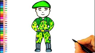 Asker Çizimi ⭐ 18 Mart Çanakkale Zaferi Resmi Çizimi - Soldier Drawing Jandarma Resmi 18 Mart Resmi