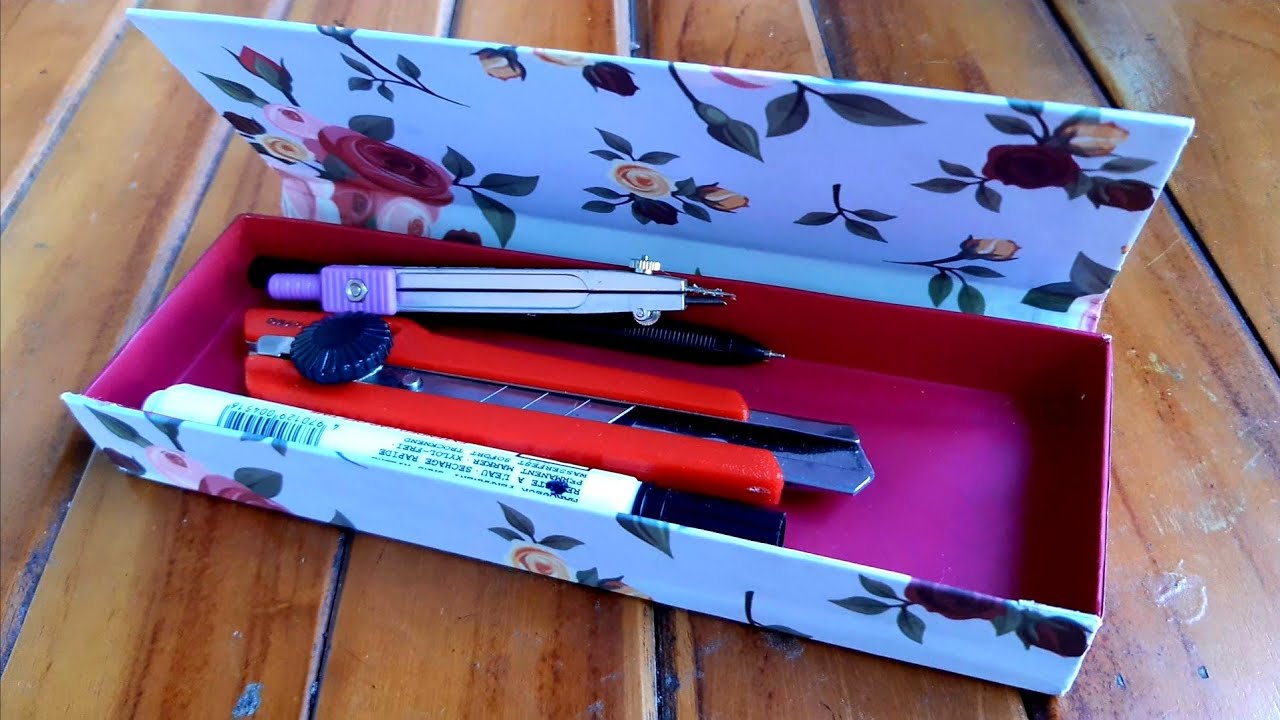  Membuat  Kotak Pensil Cantik dari  Kertas  Karton  YouTube