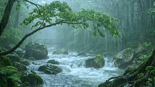 Heavy Rain Sounds on Forest Stream Helps You Fall Asleep Faster & Beat Stress | ASMR Nature Sounds
