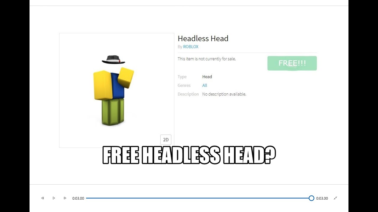 How To Get Headless Head In Roblox For Free Youtube - how to get headless head item in roblox