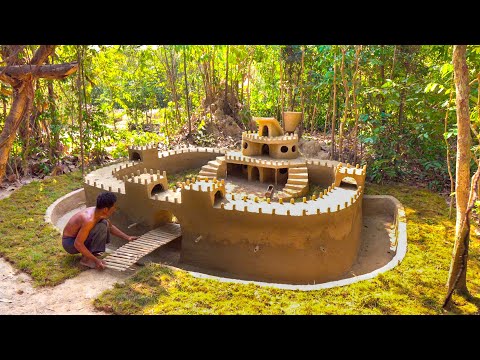 Dog rescue from raining storm and build Castle Dog House   Build House for Puppies