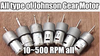 All types of Johnson High torque Gear Motors, 10-500 RPM DC 12v