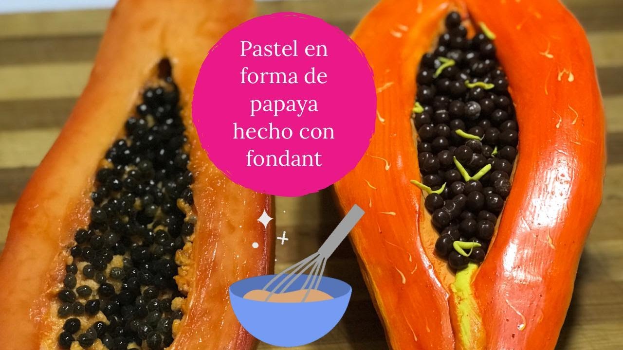 Cómo hacer un pastel / torta  en forma de PAPAYA con FONDANT ? / PAPAYA FRUIT Fondant cake