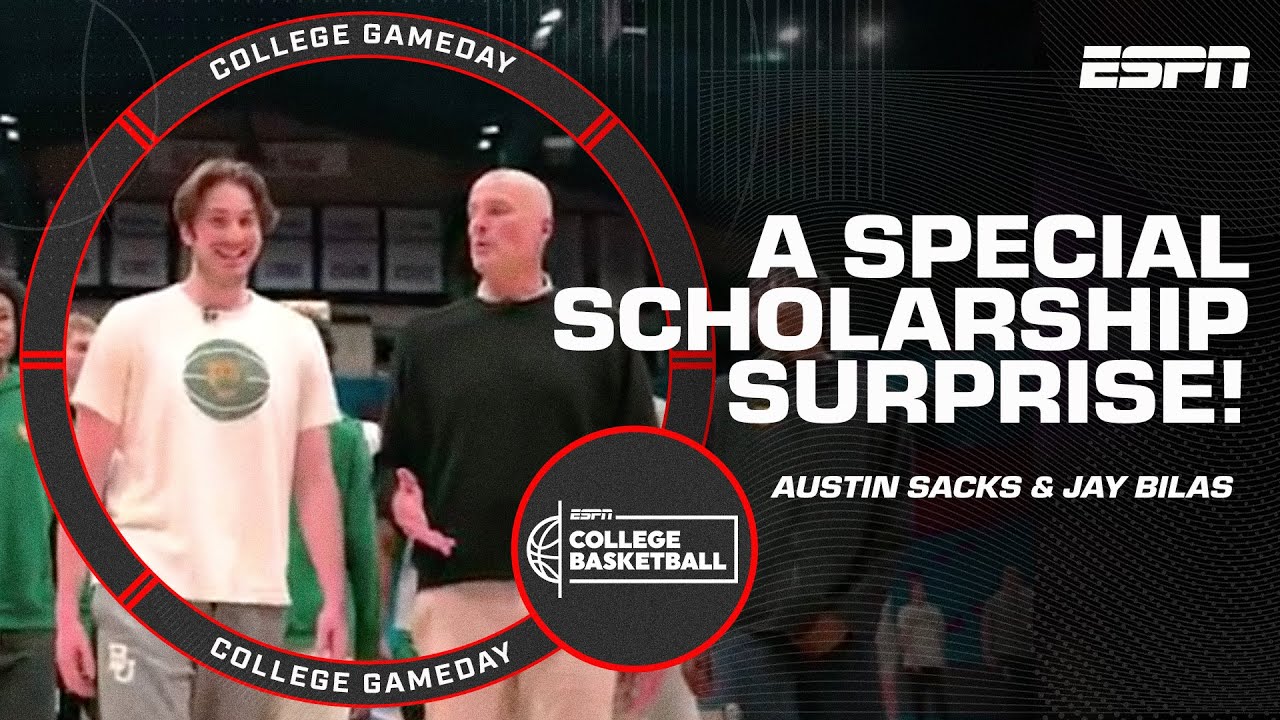 Austin Sox of Baylor basketball was surprised by receiving a scholarship 🥹 |  College Game Day