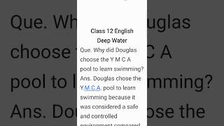 Why did Douglas choose the YMCA pool to learn swimming? Class 12 English Cbse Exam