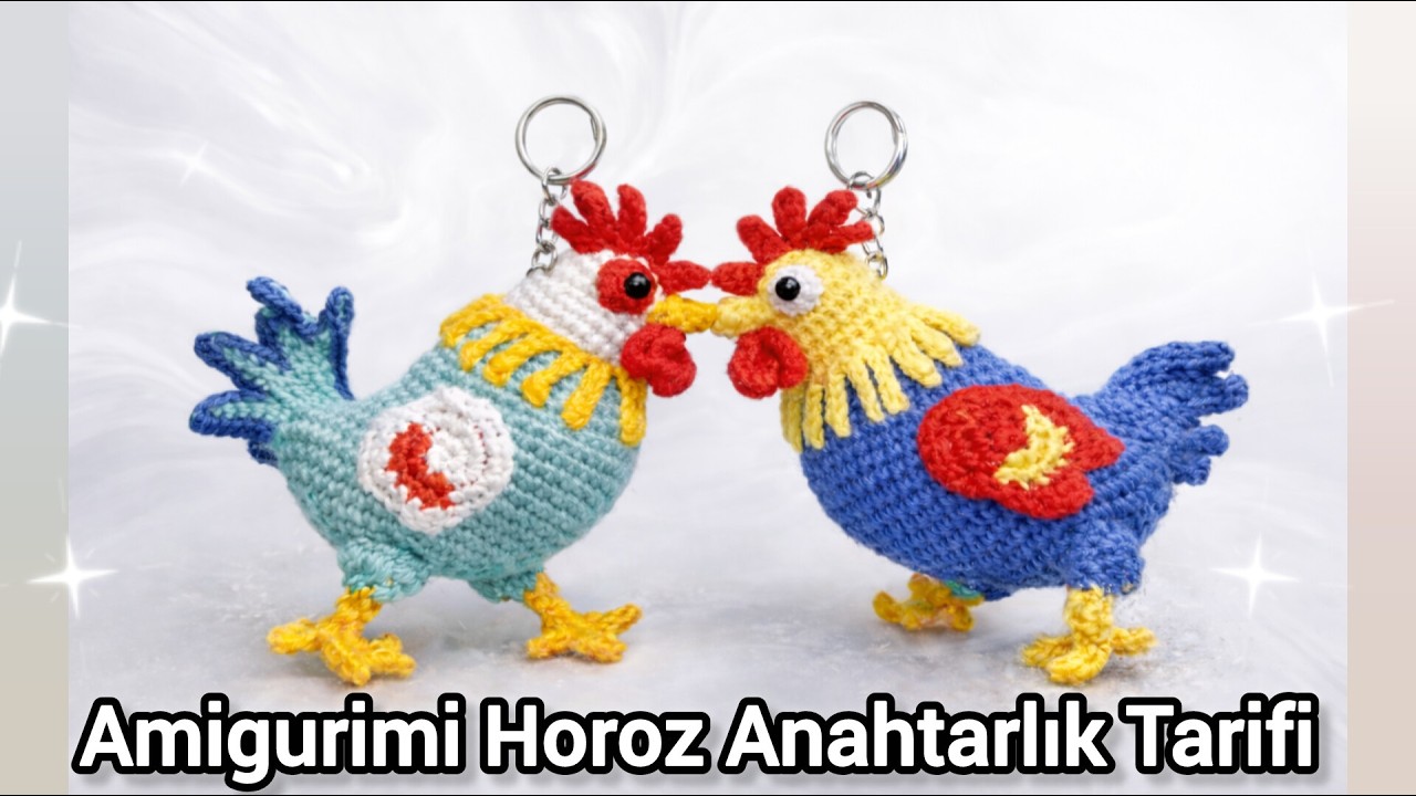 Horoz Anahtarlık Yapımı Amigurumi Part 1 ( Rooster Keychain Making Amigurumi , crochet )