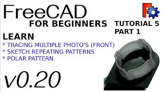 FreeCAD 0.20 For Beginners | 5.1 | Tracing from Photos Project | Repeating Features | Polar Patterns