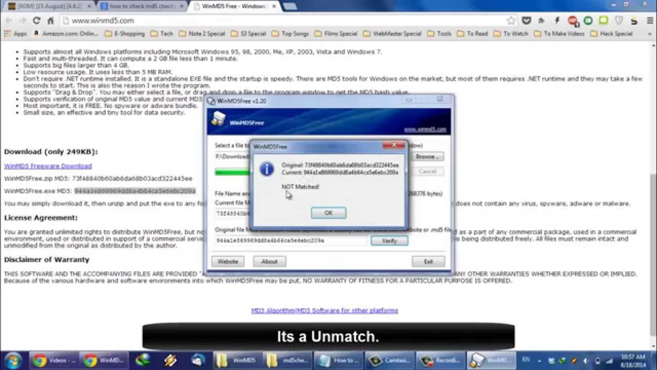 Validating the MD5 Checksum of a File