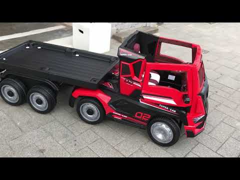 Super vrachtwagen met trailer - 12 volt kinderauto - Ridecars - YouTube
