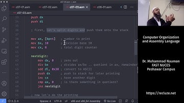 Computer Organization and Assembly Language 17 - Printing Numbers, Game Screen Concepts (Urdu)