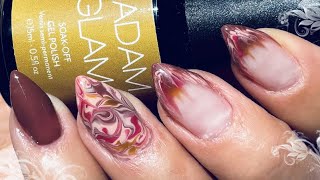 Dried Leaves Autumn Inspired Nail Design,Madam Glam Gel