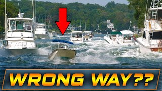 SMALL BOAT CAUGHT IN THE WAKE AT POINT PLEASANT CANAL !! | WAVY BOATS | HAULOVER INLET BOATS