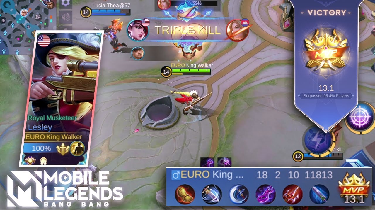 100% Unstoppable!! Lesley Best Build Gold Lane!! - Build Top 1 Global Lesley - Mobile Legends