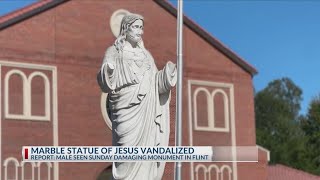 Statue of Jesus vandalized in Flint, officials searching for suspect